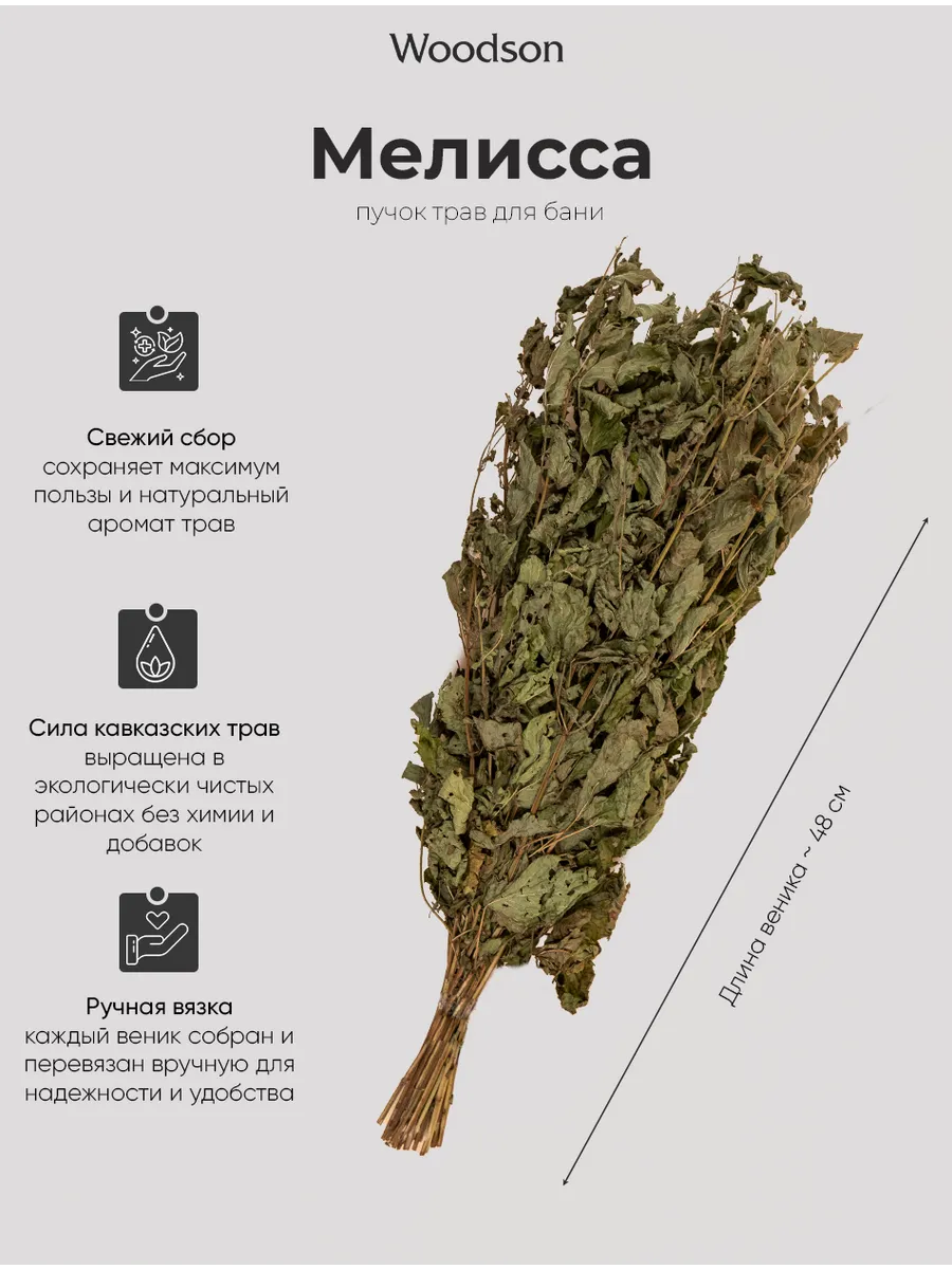 Веник для бани из мелиссы, пучок, трава-запарник сухоцвет