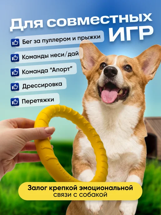 ZOOSHI Кольцо пуллер игрушка для собак мелких и средних пород, желтый, фото 3