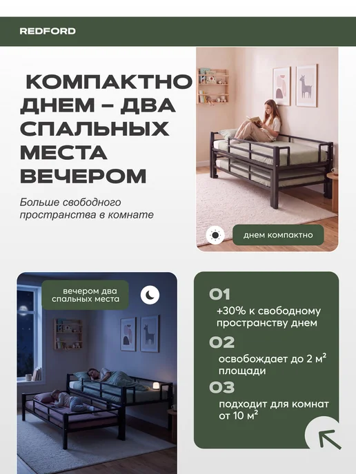 Сад_Дом Кровать выдвижная двухъярусная двухместная, вариант, фото 2
