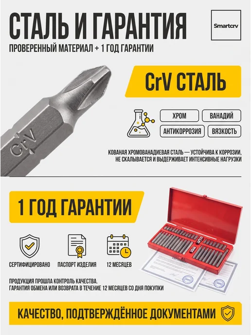 Smartcrv Набор бит для шуруповерта 40 насадок, красный, фото 4