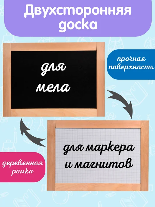 ДЕСЯТОЕ КОРОЛЕВСТВО Доска двусторонняя обучающая магнитно-маркерная 36.5x26.5 см, 36.5x26.5 см, фото 3