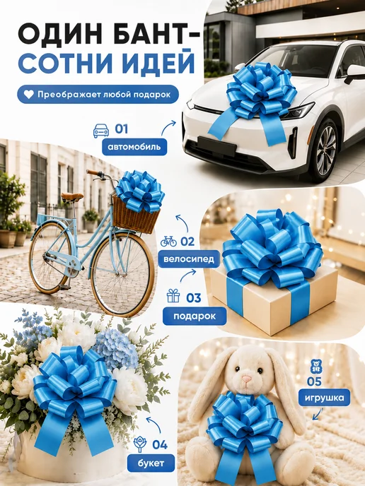 23 шара Бант для подарка большой самосборный 36 см, голубой, фото 2
