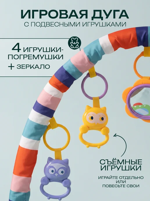 UniTrain Развивающий коврик для новорожденных с пианино, вариант, фото 5