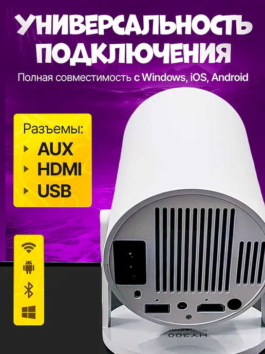 Проектор для фильмов домашний кинотеатр, белый, фото 8