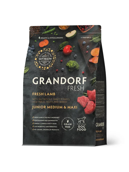 Сухой корм Grandorf' для собак, беззерновой, средние, щенки, ягненок, 3 кг