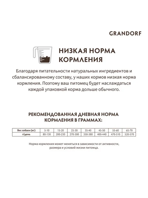 Сухой корм Grandorf' Низкозерновой для собак, средние, индейка, утка, 10 кг, фото 8
