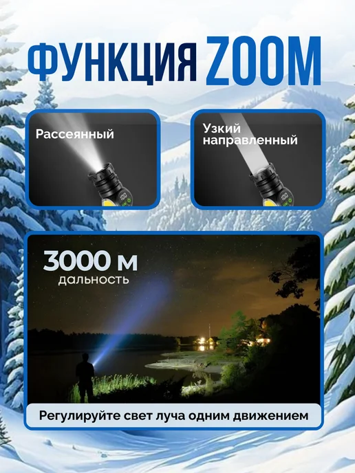 Фонарь аккумуляторный мощный ручной светодиодный, вариант, фото 7