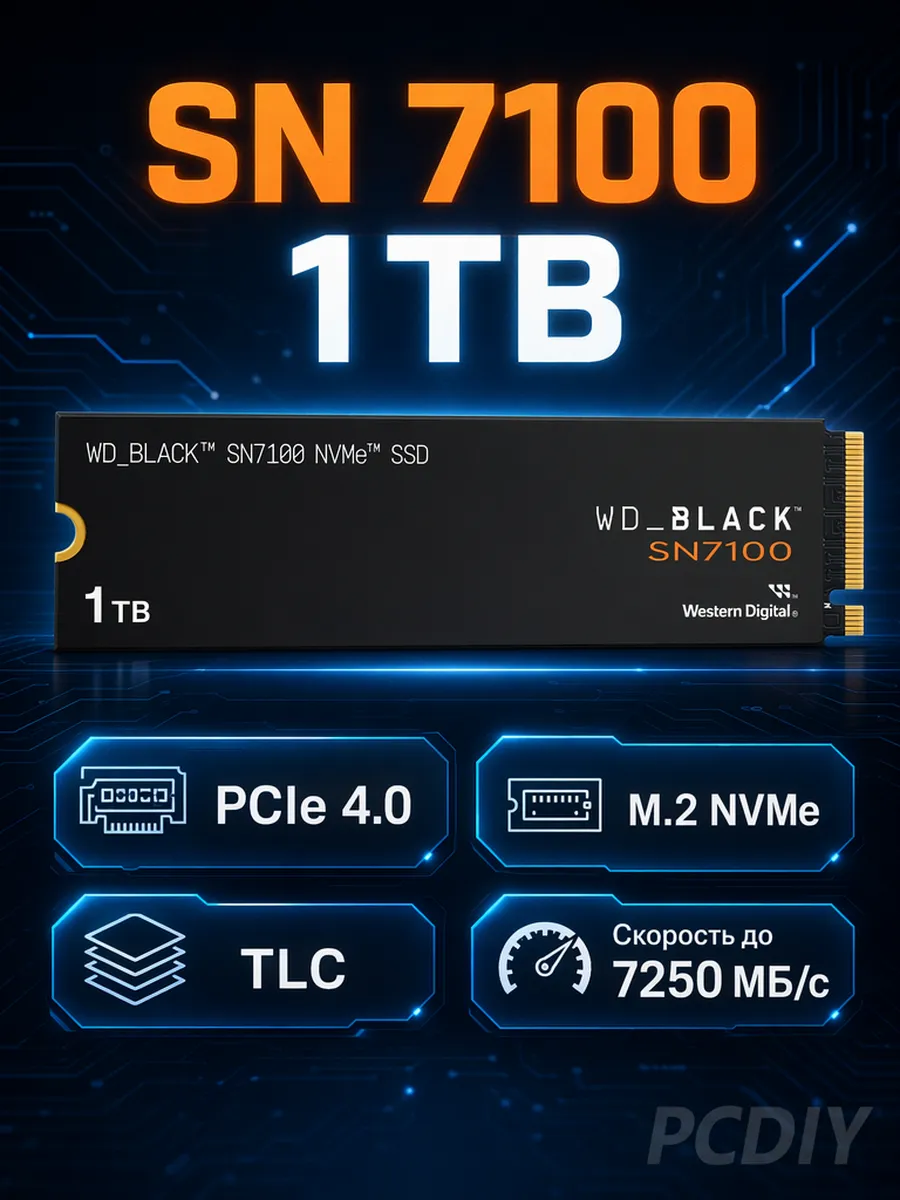 Western Digital SN7100 1TB Внутренний SSD M.2 NVMe PCIE4.0 1 ТБ