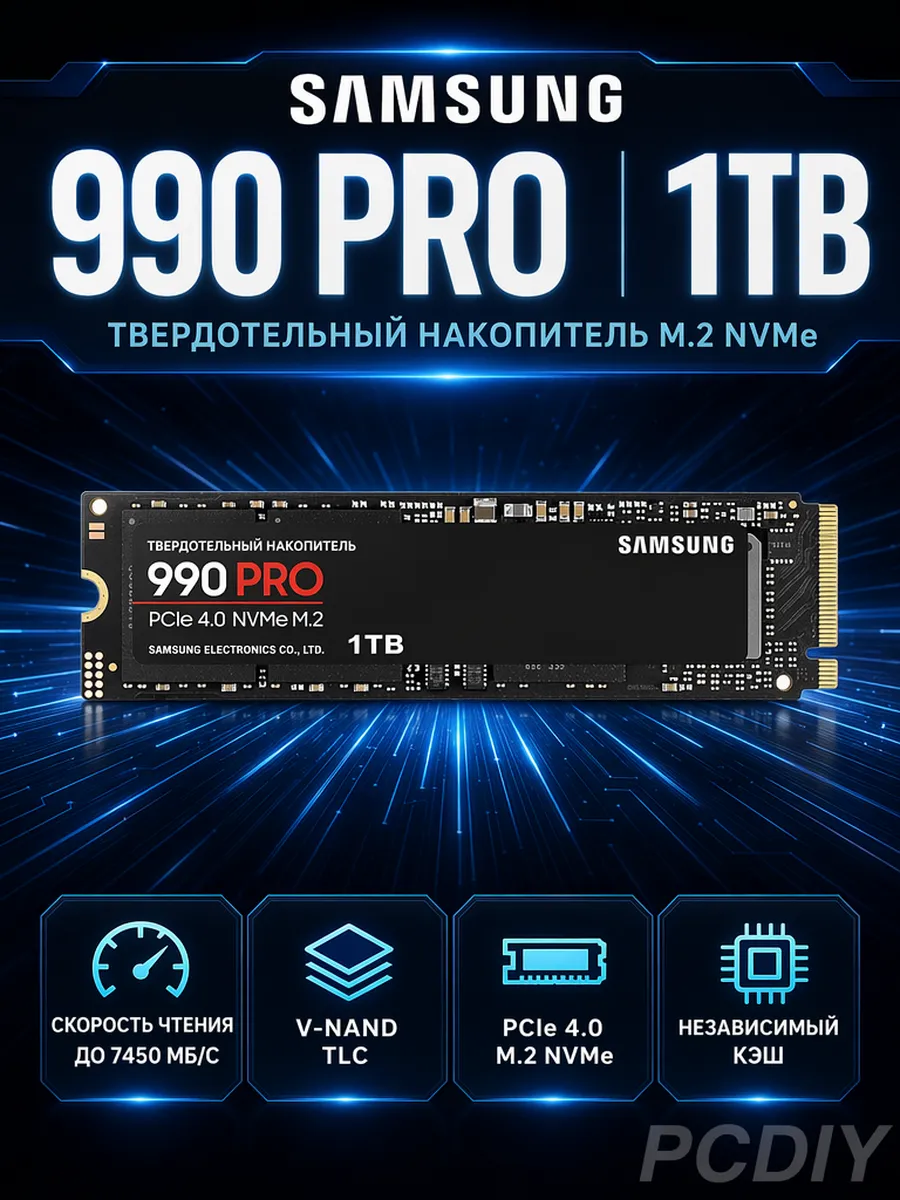 990PRO 1TB Внутренний SSD 1 ТБ M.2 NVMe 2280 PCIE4.0
