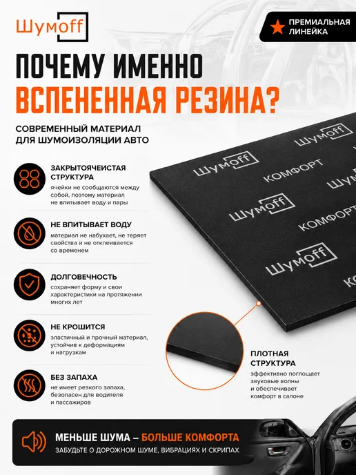 Шумоизоляция Комфорт Софт 6мм. Теплоизоляция самоклеящаяся, вариант, фото 3