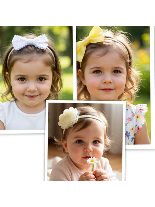 Divo Kids Повязка-бантик на голову для малышей новорожденных набор, белый, фото 2