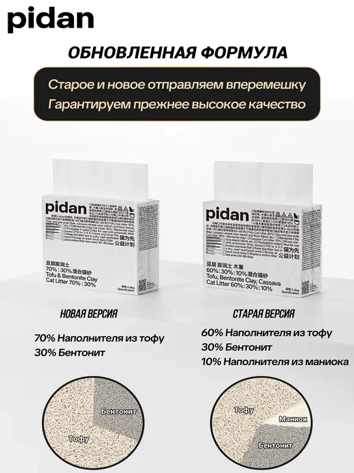 Pidan Наполнитель Тофу с бентонитом 9,6кг, 9,6 кг, фото 8