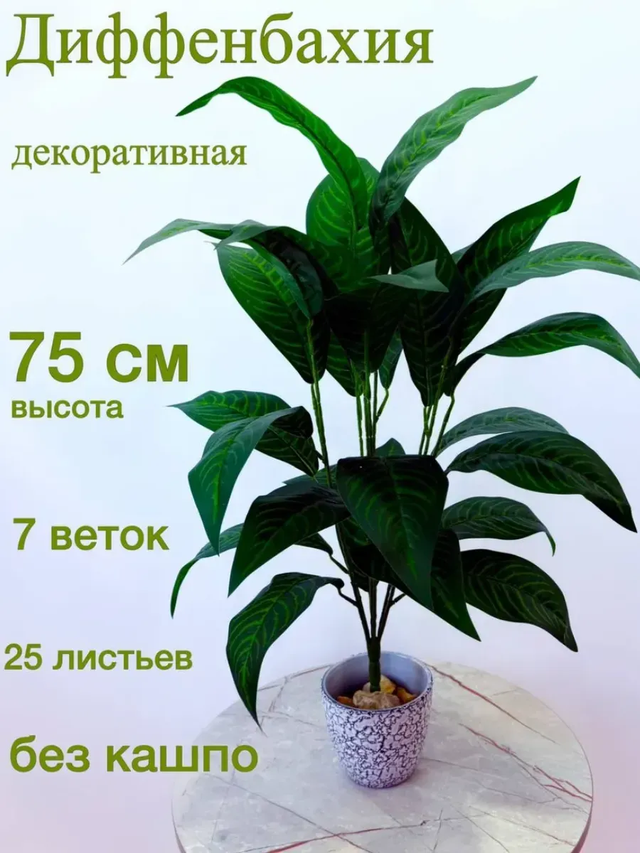 Искусственные листья для декора в интерьер в кашпо