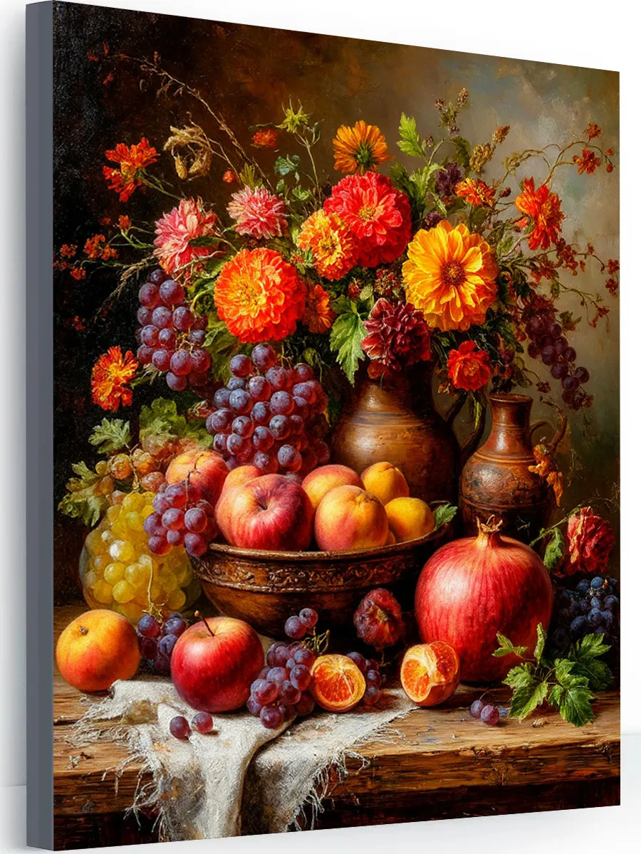 Картина в кухню на стену цветы и фрукты 40x50