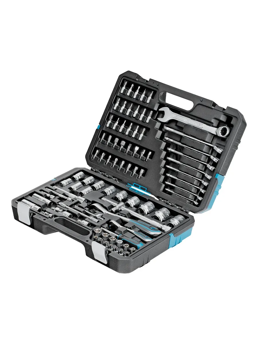 Набор инструментов, 1/4", 1/2", CrV, 120 зубьев, 82 пр.
