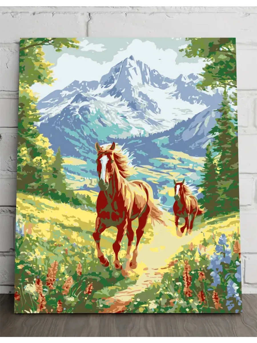 Картина по номерам - Скачущие лошади — 40×50 см