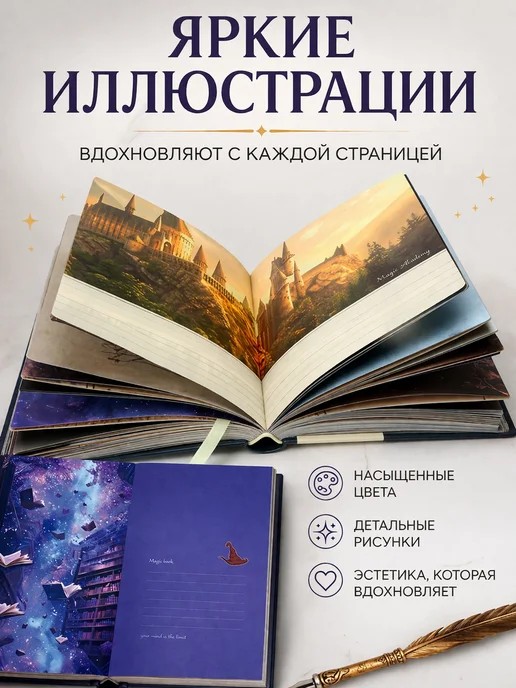 Творческий блокнот «Magic World» — дневник идей, рисования, серый, фото 5