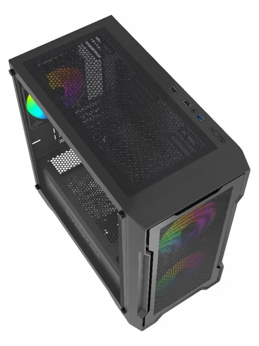 Powercase Компьютерный корпус Mistral Micro X3B ARGB, черный, черный, фото 4