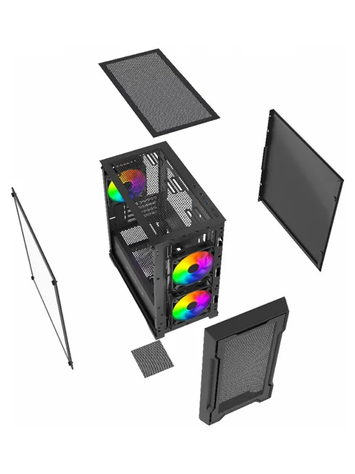 Powercase Компьютерный корпус Mistral Micro X3B ARGB, черный, черный, фото 7
