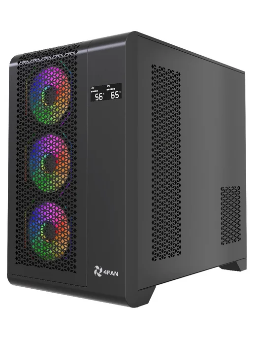 4FAN Компьютерный корпус XZ Gigabit, черный (4ARGB), черный, фото 3