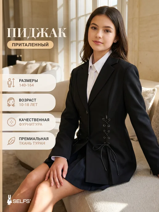 SELFS' Пиджак школьный нарядный со шнуровкой, вариант
