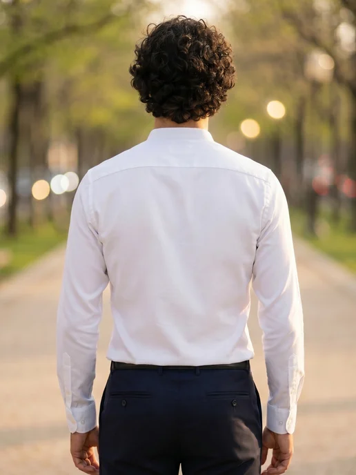 Belt&Buttons Классическая рубашка с длинным рукавом стойка воротник, белый, фото 2