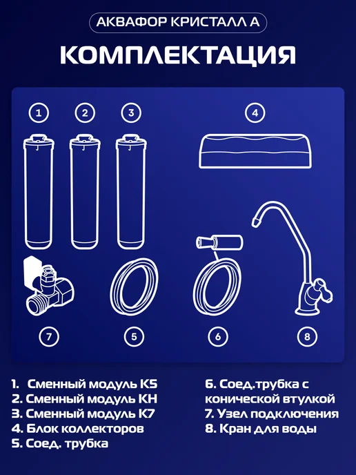 Аквафор Фильтр для воды под мойку Кристалл А с краном, белый, фото 2