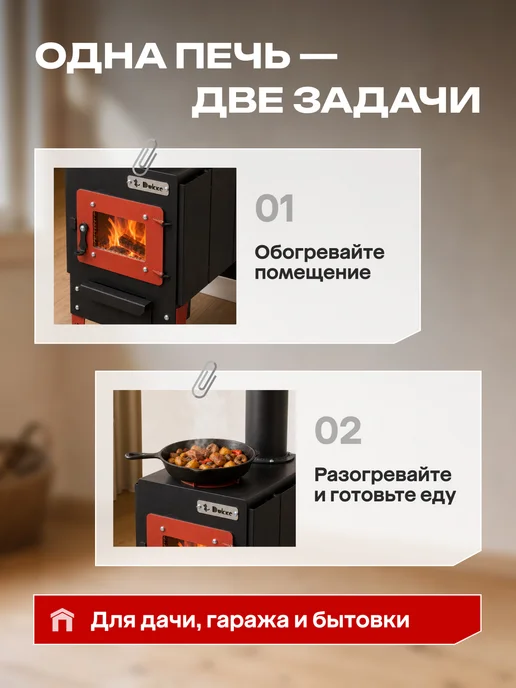Dukke Печь буржуйка для дома на дровах со стеклянной дверцей, черный, фото 3