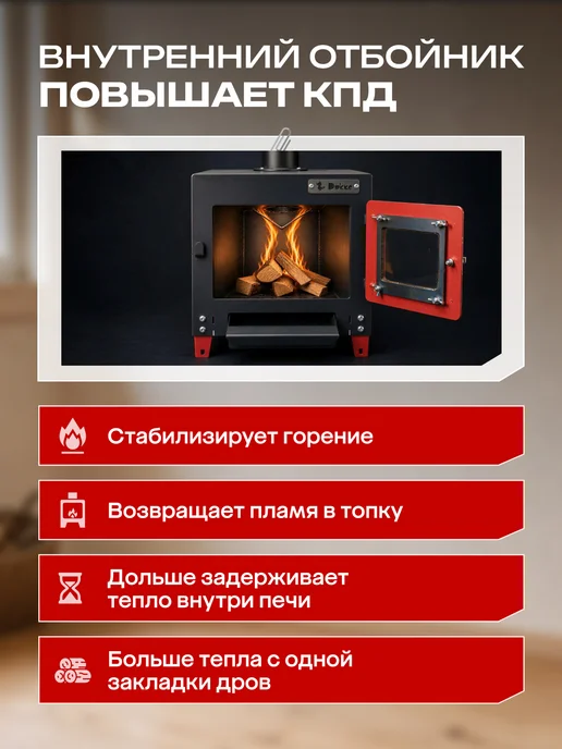Dukke Печь буржуйка для дома на дровах со стеклянной дверцей, черный, фото 7