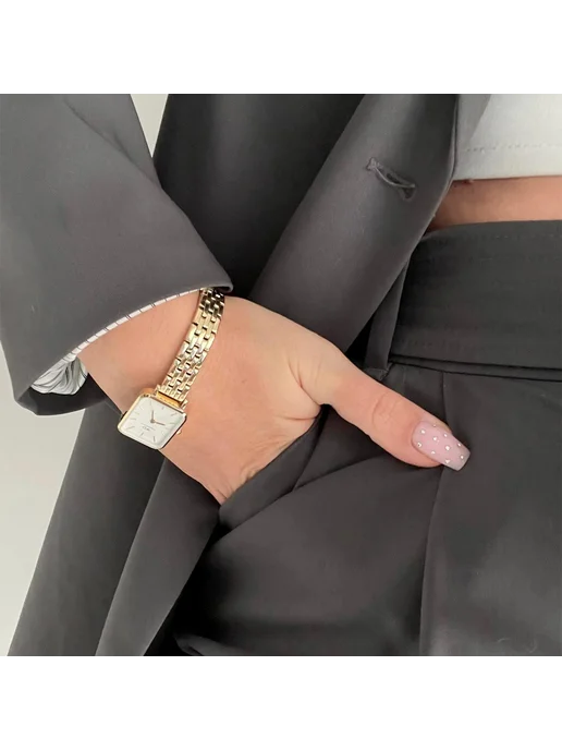 Daniel Wellington Часы наручные с браслетом маленькие кварцевые тонкие желтые, желтый, фото 2