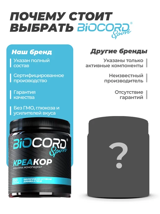 BIOCORD Креатин Моногидрат 500г для роста мышц, 500 г, фото 3