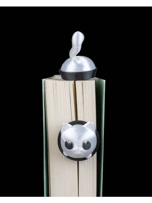 Закладка для книг котик 3D клипса для страниц, черный, фото 3