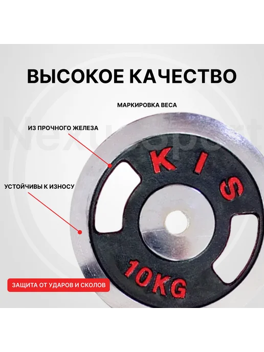 Nexus Sport Блины для штанги и гантелей 2×2.5 кг, диск 28 мм, хром, 2x10, фото 2
