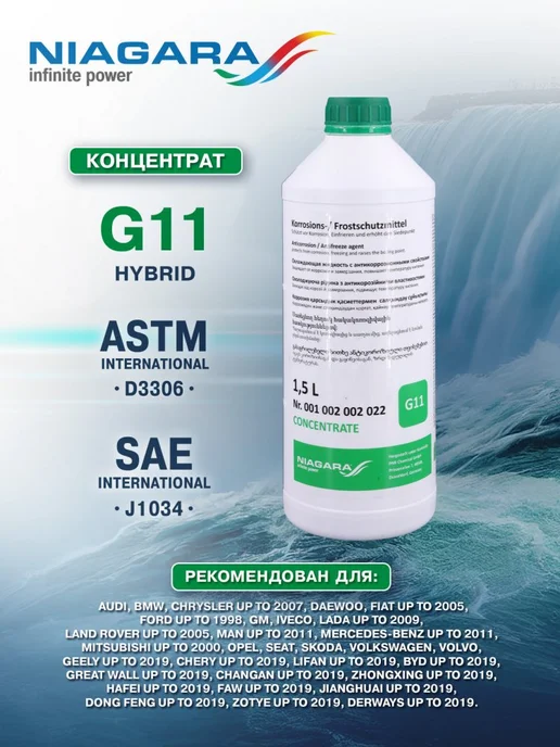 NIAGARA Жидкость охлаждающая Антифриз концентрат RED 1,5 л, 1,5 л, фото 2