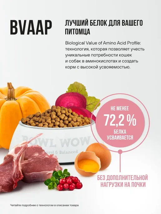 Сухой корм BOWL WOW Брусникой… для собак, щенки, индейка, ягненок, 2 кг, фото 5