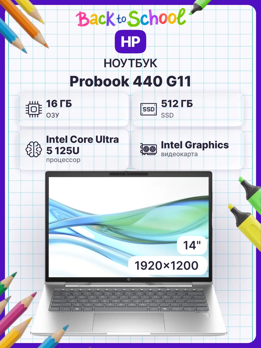 HP Ноутбук Probook 440 G11 14", без ПО
