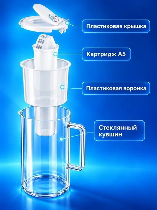 Аквафор Стеклянный фильтр-кувшин для воды Норд, 2,5 л, 2,5 л, фото 7