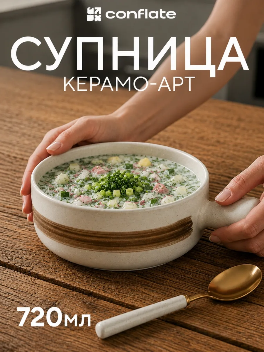 Супница с ручкой бульонница 720 мл