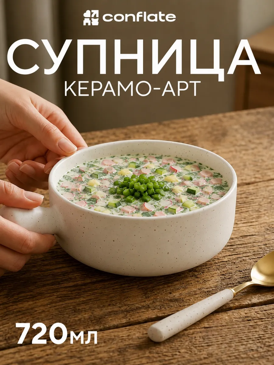 Супница с ручкой бульонница 720 мл