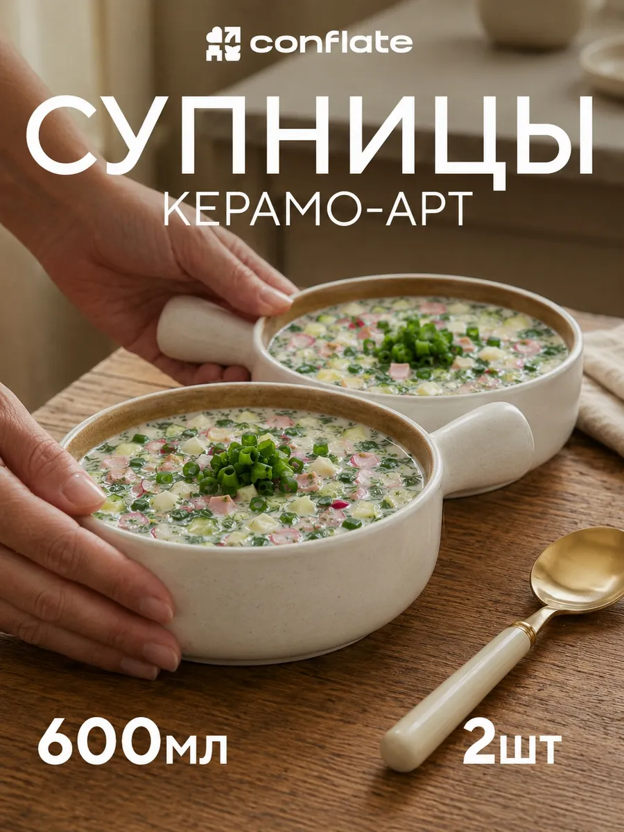 Супница с ручкой бульонница 600 мл
