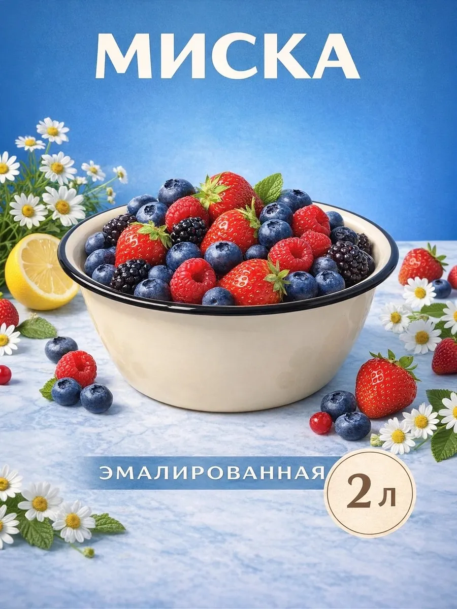 Миска эмалированная 2 л
