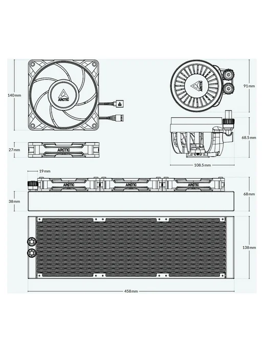 ARCTIC COOLING Водное охлаждение для пк Liquid Freezer III Pro 420, черный, фото 8