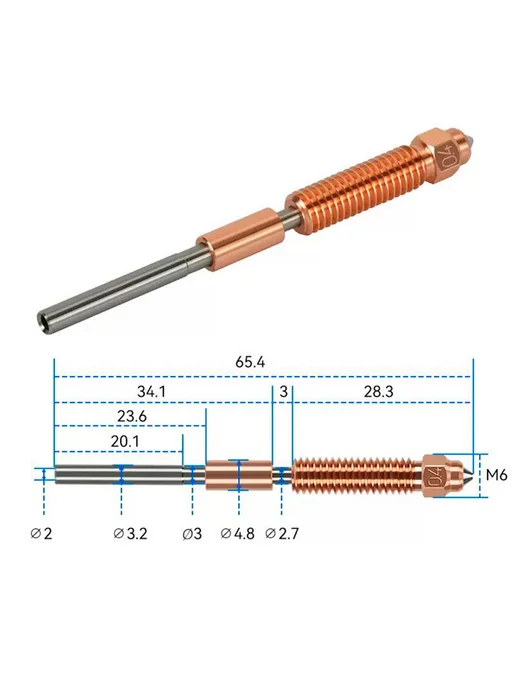 MakerHub Сопло 0,4 для 3D принтера Ender-3 V3 K1C K1 Max сталь 1 шт, 1 шт, фото 4