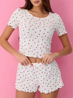 Пижама с шортами и футболкой хлопок
