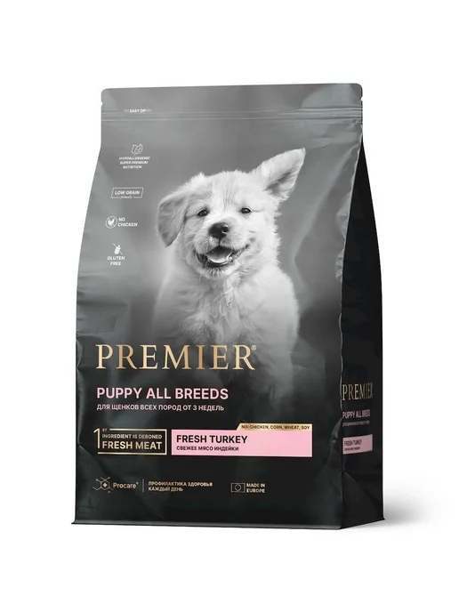 Сухой корм PREMIER Cухой для собак, щенки, индейка, 10 кг