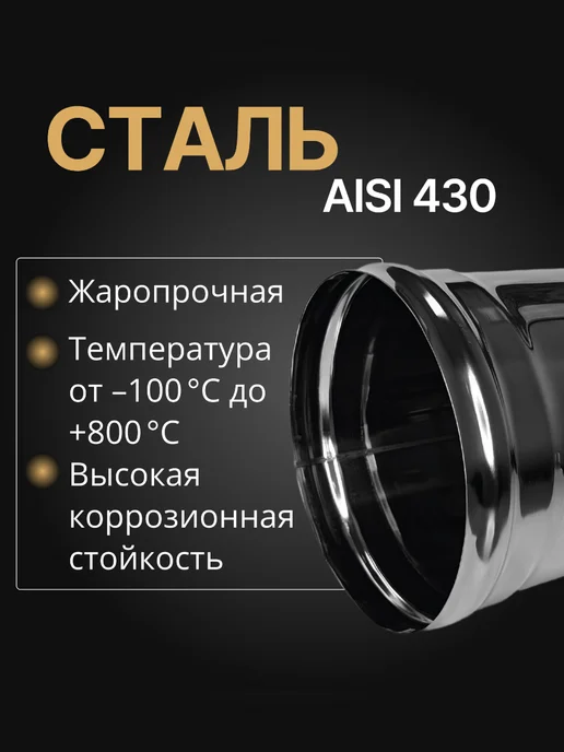 ПРОК Труба одностенная для дымохода 0,5 м D 125 мм (0,8 430) нерж, 0,5 м, фото 2