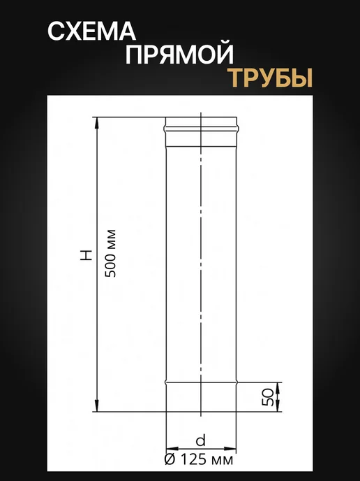ПРОК Труба одностенная для дымохода 0,5 м D 125 мм (0,8 430) нерж, 0,5 м, фото 4