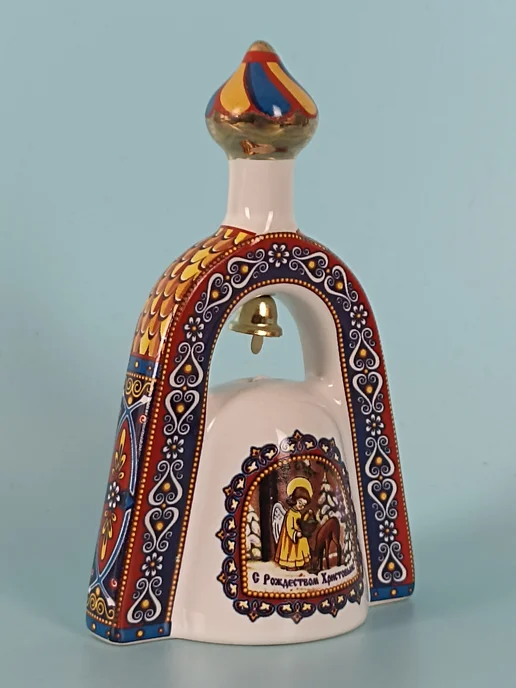 Ceramic Fauna Фарфоровый колокольчик «Рождественский Храм», синий, фото 2