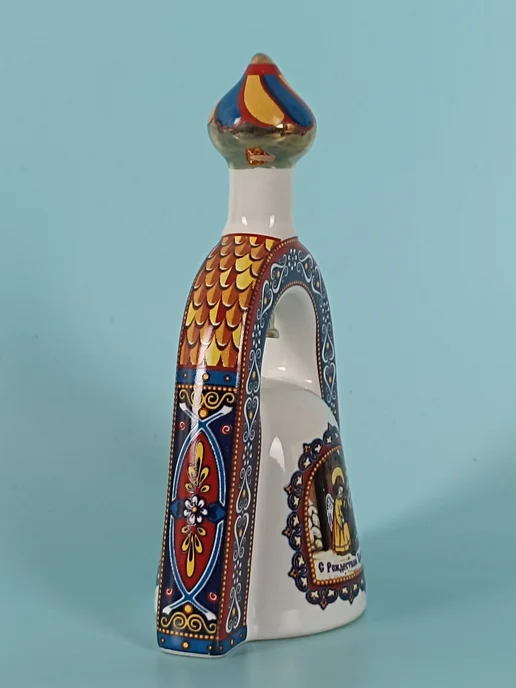 Ceramic Fauna Фарфоровый колокольчик «Рождественский Храм», синий, фото 3