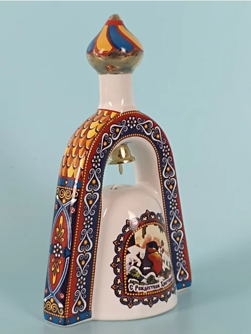 Ceramic Fauna Фарфоровый колокольчик «Рождественский Храм», синий, фото 6